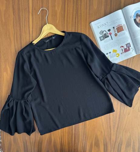 شومیز تمام مشکی کرپ خیلی خاص وناز برند🦋zara🦋