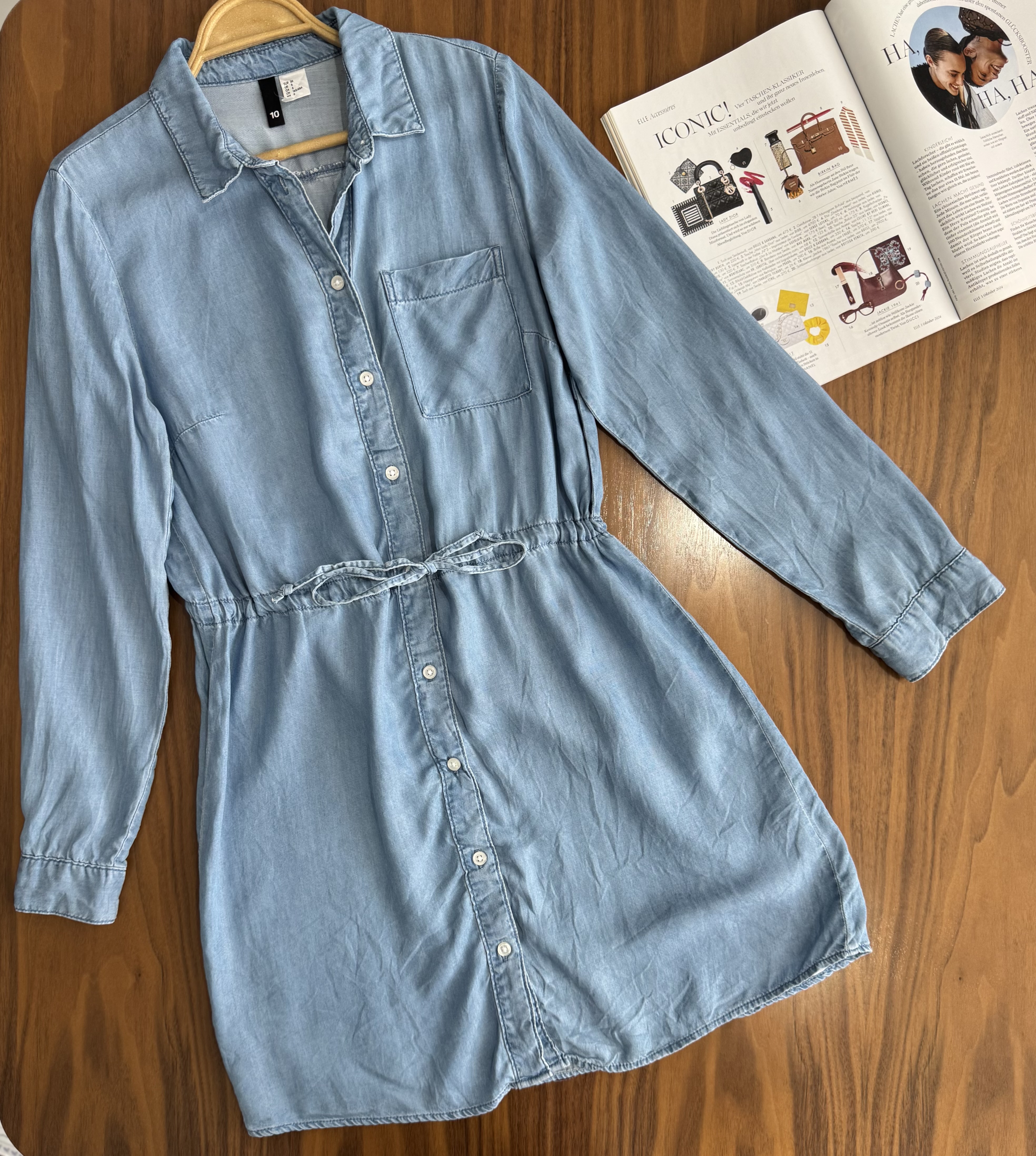 پیراهن جين خيلي ناز خوشرنگ كمر گتردار برندh&m