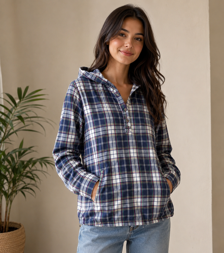 شومیز نخ پنبه کلاه دار نرم وشیک وخنک برندوارداتی zara